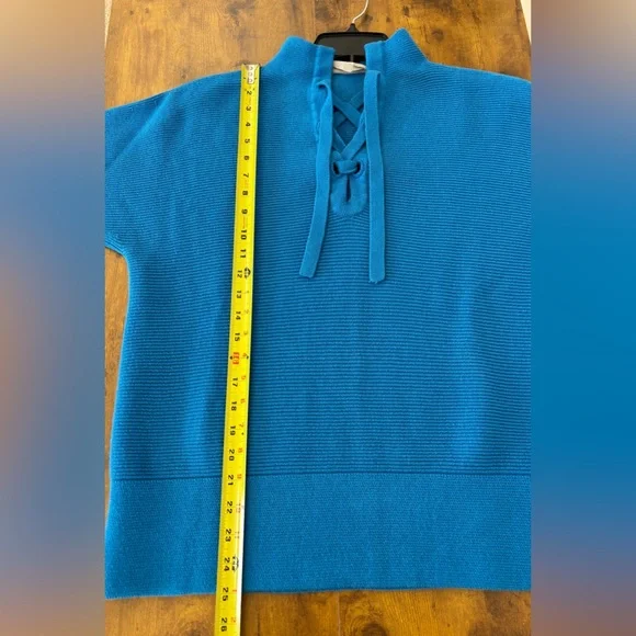 EVERLANE The Lace-Up Smock Sweater Women’s S Blue Long Sleeves Wool Blend - Picture 8 of 8